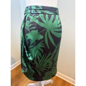 Armani Collezioni 100% Silk Pencil Skirt 12 IT48 Tropical Leaf Print Italy 2008